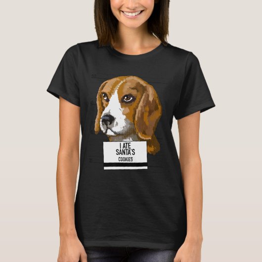 ビーグル食べサンタクッキー Tシャツ (正面)