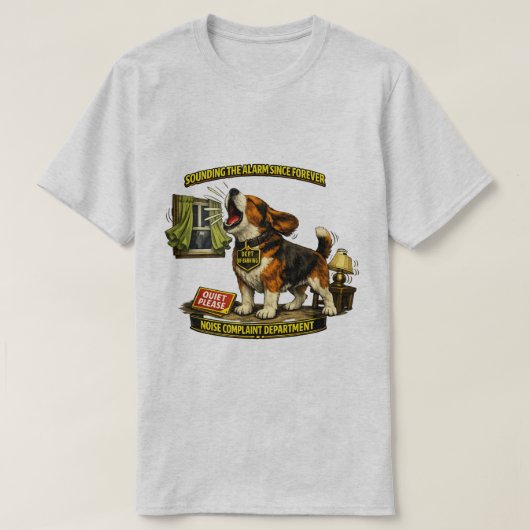 ビーグル騒音苦情処理課 | 笑える吠え声 Tシャツ (デザイン正面)