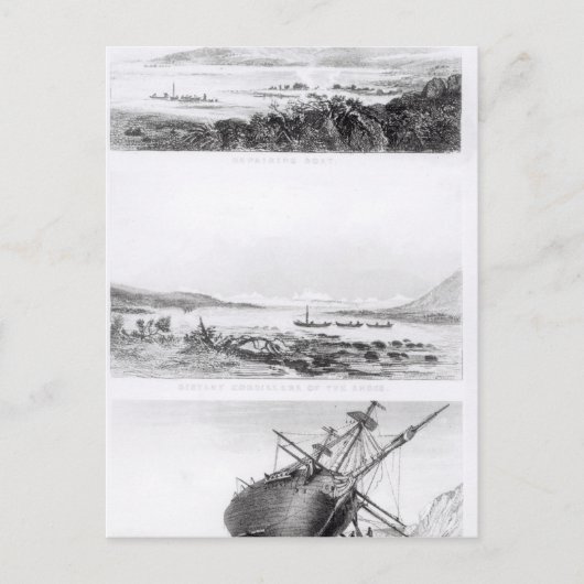 「ビーグル」の補修シーン ポストカード (正面)