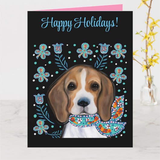 ビーグル カード (黄色い花)