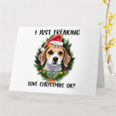 ビーグル クリスマスが freaking 大好きなんだよ クリスマス最高!!! カード (黄色い花)