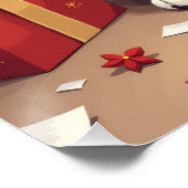 ビーグル・クリスマスの朝のプレゼント開封の絵 ポスター (コーナー)