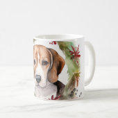 ビーグル クリスマスリース 楽しい仔犬 コーヒーマグカップ (正面右)