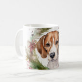 ビーグル クリスマスリース 楽しい仔犬 コーヒーマグカップ (正面左)