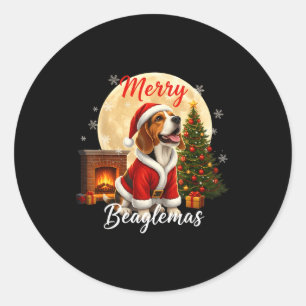 ビーグル クリスマス ビーグル コスチューム ビーグル クリスマス おめでたい ラウンドシール
