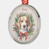 ビーグル クリスマス ペットメモリアル 犬種 メタルオーナメント (左)