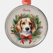 ビーグル クリスマス ペットメモリアル 犬種 メタルオーナメント (正面)