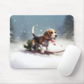 ビーグル クリスマス 雪 冬 マウスパッド (マウス)