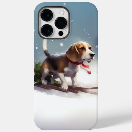 ビーグル クリスマス 雪 冬 Case-Mate iPhoneケース (裏面)