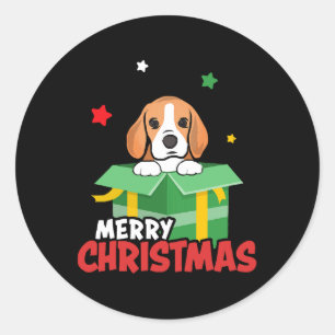 ビーグル サンタ ドッグ ラバーズ メリークリスマス Xmas ラウンドシール