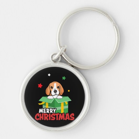 ビーグル サンタ 犬好き メリークリスマス クリスマス キーホルダー (正面)