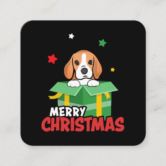 ビーグル サンタ 犬好き メリークリスマス クリスマス スクエア名刺 (正面)