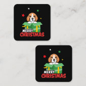 ビーグル サンタ 犬好き メリークリスマス クリスマス スクエア名刺 (正面/裏面)