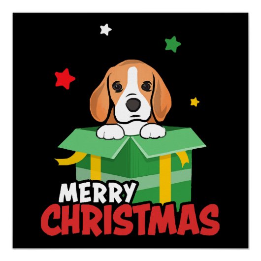 ビーグル サンタ 犬好き メリークリスマス クリスマス ポスター (正面)