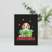 ビーグル サンタ 犬好き メリークリスマス クリスマス  ポストカード (スタンド正面)