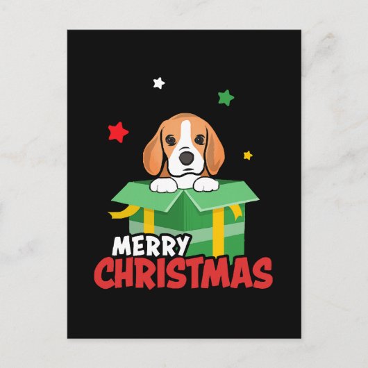 ビーグル サンタ 犬好き メリークリスマス クリスマス  ポストカード (正面)