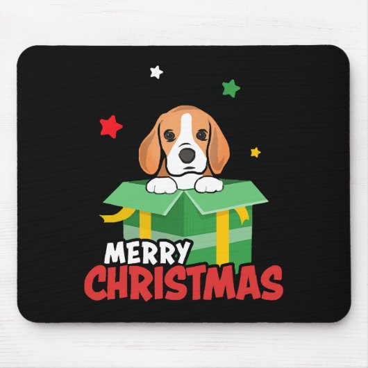 ビーグル サンタ 犬好き メリークリスマス クリスマス マウスパッド (正面)