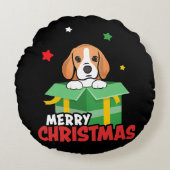 ビーグル サンタ 犬好き メリークリスマス Xmas ラウンドクッション (正面)