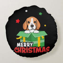 ビーグル サンタ 犬好き メリークリスマス Xmas ラウンドクッション