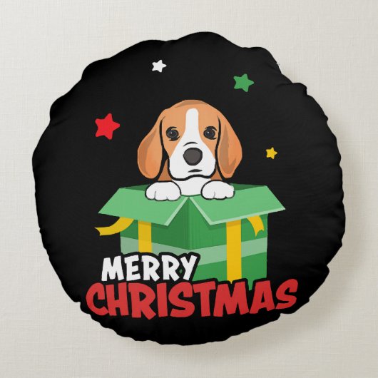 ビーグル サンタ 犬好き メリークリスマス Xmas ラウンドクッション (裏面)