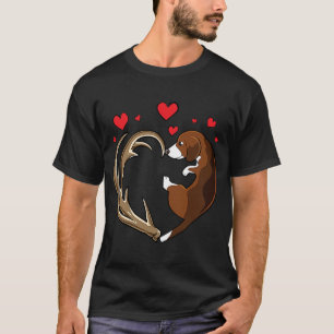 ビーグル&シェッド〔雄ジカの〕枝角狩りハート犬のオーナーhun tシャツ