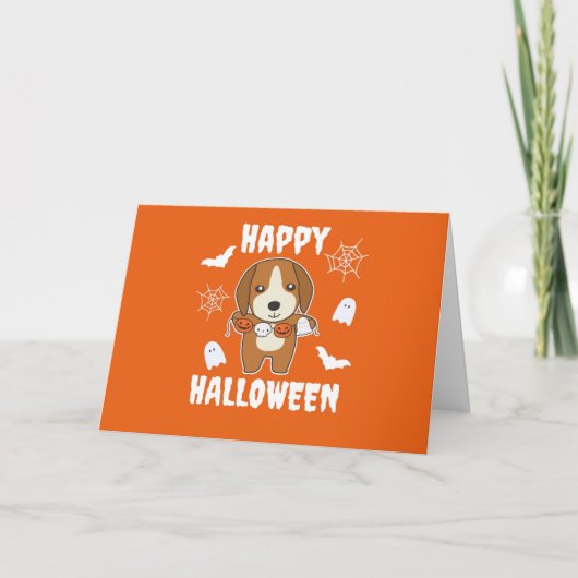 ビーグル ハッピー ハロウィン 犬の衣装 シーズンカード (正面)