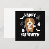 ビーグル ハッピー ハロウィン 犬の衣装 招待状 (正面/裏面)