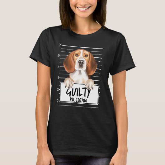 ビーグル・マグショット・有罪・犬 Tシャツ (正面)