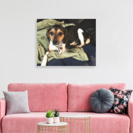 ビーグル ミックス犬 ローポリ デジタルアート キャンバスプリント
