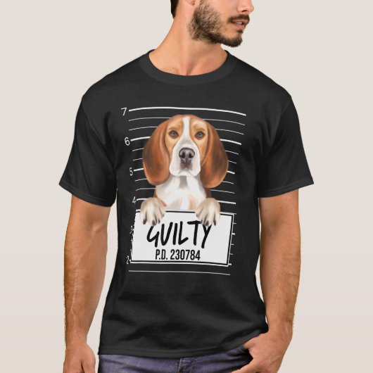 ビーグル・ムグショット罪深い犬 Tシャツ (正面)