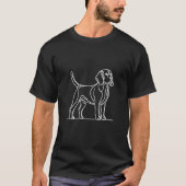 ビーグル ラインアート 犬好き ミニマリスト ドローイング ロング Tシャツ (正面)
