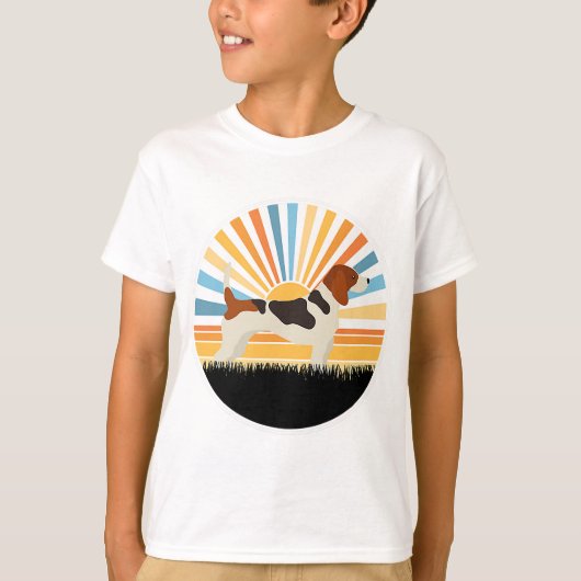 ビーグル – 犬ママ犬のサンセットパパペット Tシャツ (正面)