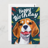 ビーグル 誕生日おめでとう ポストカード (正面/裏面)