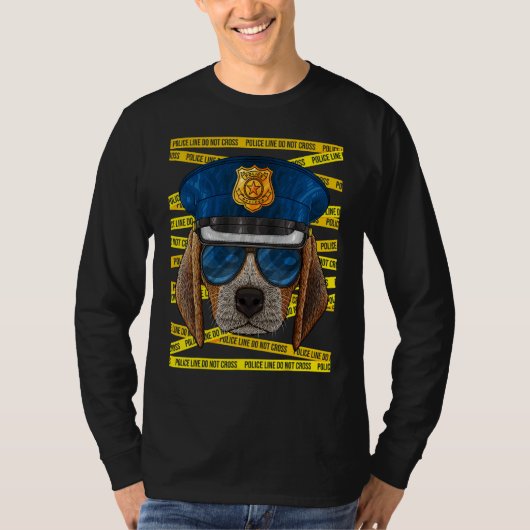 ビーグル 警官 警察官 警察犬 Tシャツ (正面)