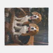 ビーグル 雪のそり クリスマス 飾り フリースブランケット (正面(横))