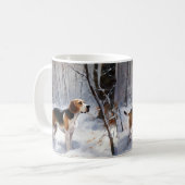 ビーグル 雪を降らせて クリスマス コーヒーマグカップ (正面左)
