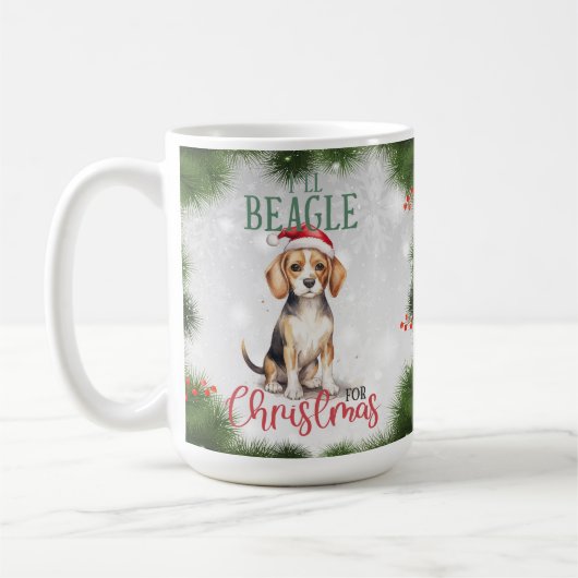ビーグル 面白い 犬の駒 クリスマス コーヒーマグ コーヒーマグカップ (左)