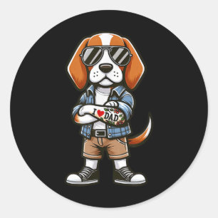 ビーグルIラブパパおもしろい犬タトゥー ラウンドシール