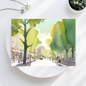 ビーコン通り夏 | ボストン、MA水カラー ポストカード