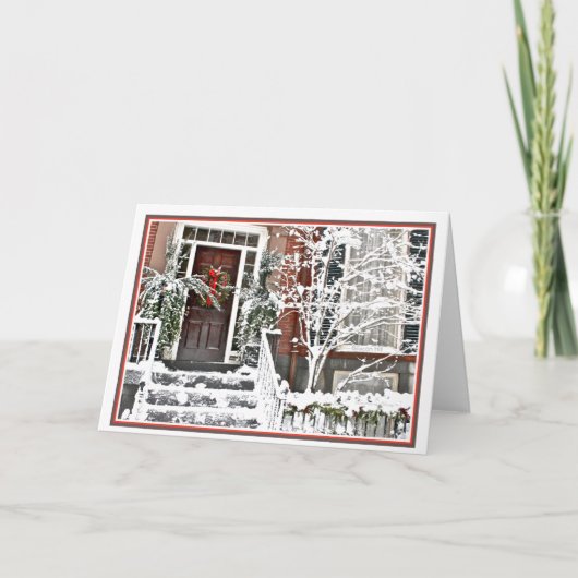 ビーコン・ヒルでのクリスマス休暇:ボストン MA シーズンカード (正面)