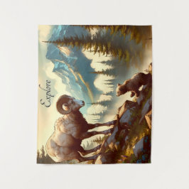 ビーゴンシープグリズリークブマウンテンを探索 タペストリー