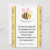 ビーサンキューカードスイートビー缶として赤ちゃんシャワー サンキューカード (正面)