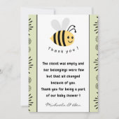 ビーサンキューカードスイートビー缶として赤ちゃんシャワー サンキューカード (正面)