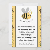 ビーサンキューカードスイートビー缶として赤ちゃんシャワー サンキューカード (正面)