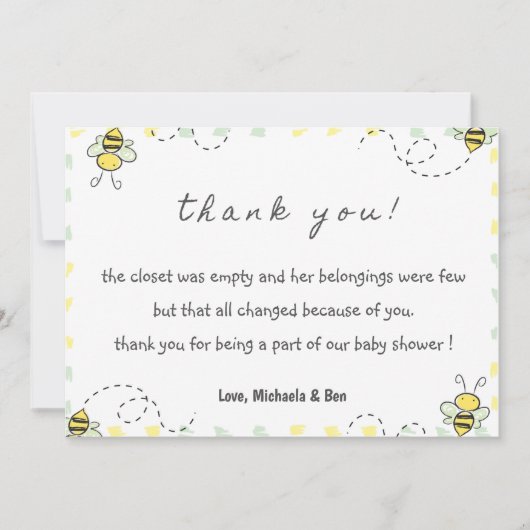 ビーサンキューカード,ベビーシャワーママへビーガール サンキューカード (正面)