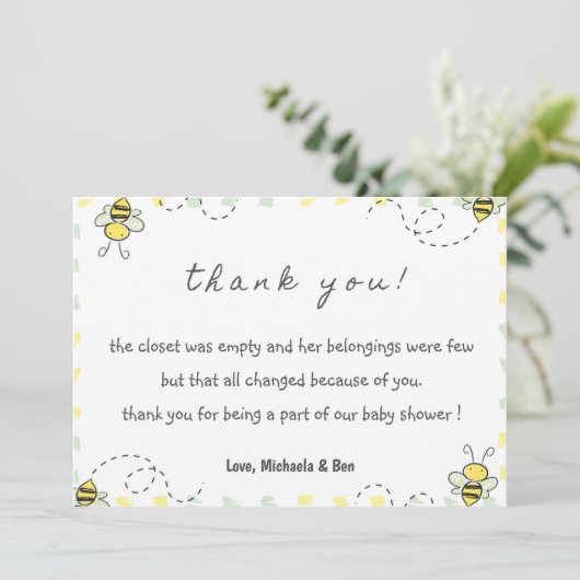 ビーサンキューカード,ベビーシャワーママへビーガール サンキューカード (スタンド正面)