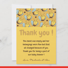 ビーサンキューカード，ベビーシャワー女の子ママへ サンキューカード