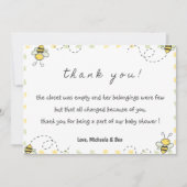 ビーサンキューカード、ベビーシャワー男女兼用 サンキューカード (正面)