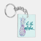 ビーザアロハパイナップルスクエアキーチェーンミニ キーホルダー (正面左)