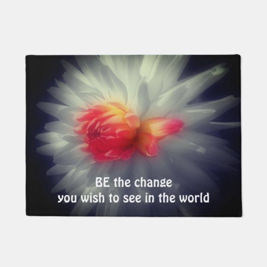 ビーザチェンジダリアフラワー感動的引用文 ドアマット (正面)